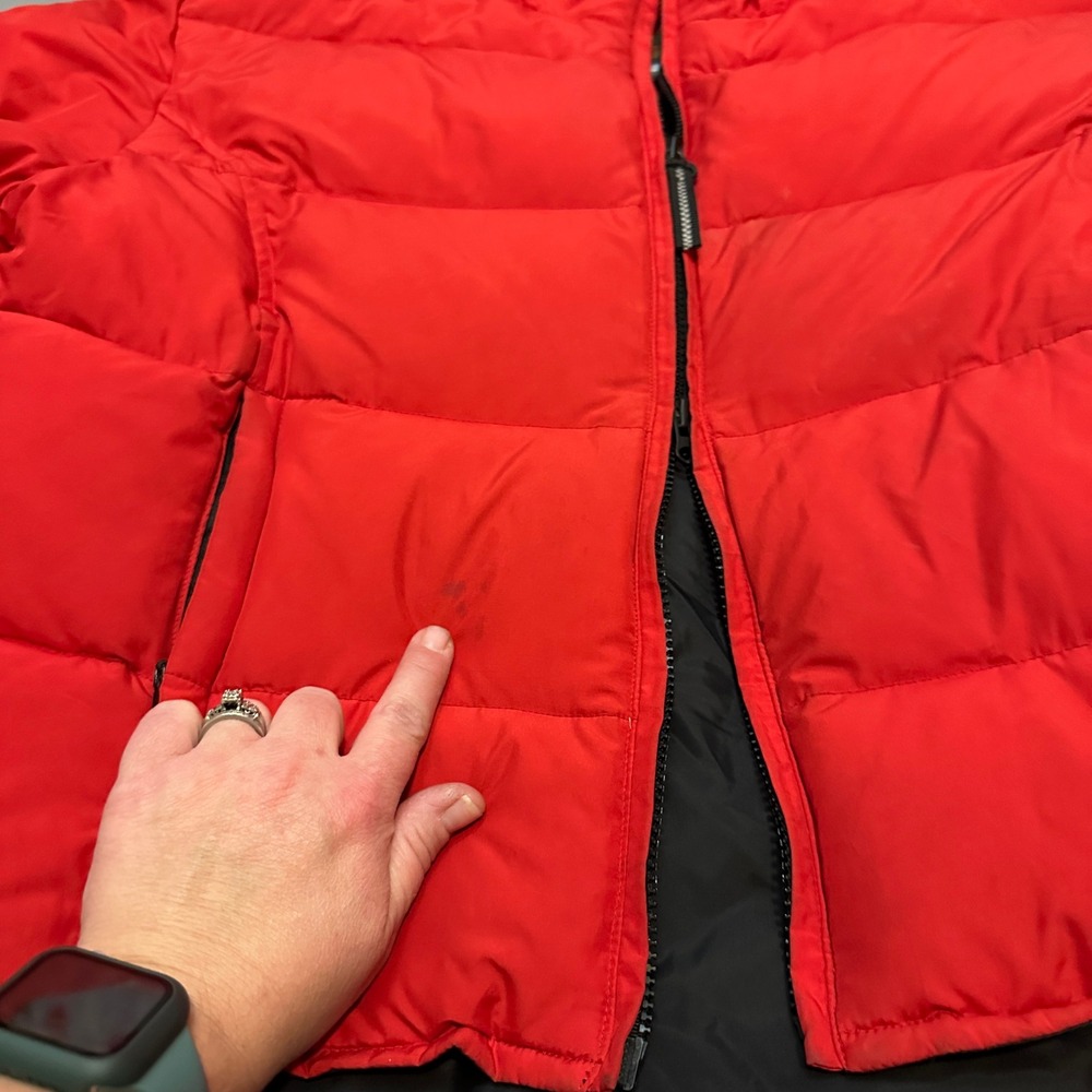 Bernardo Down Puffer Jacket Red Hooded Zip Front Women's Size L - Picture 10 of 13